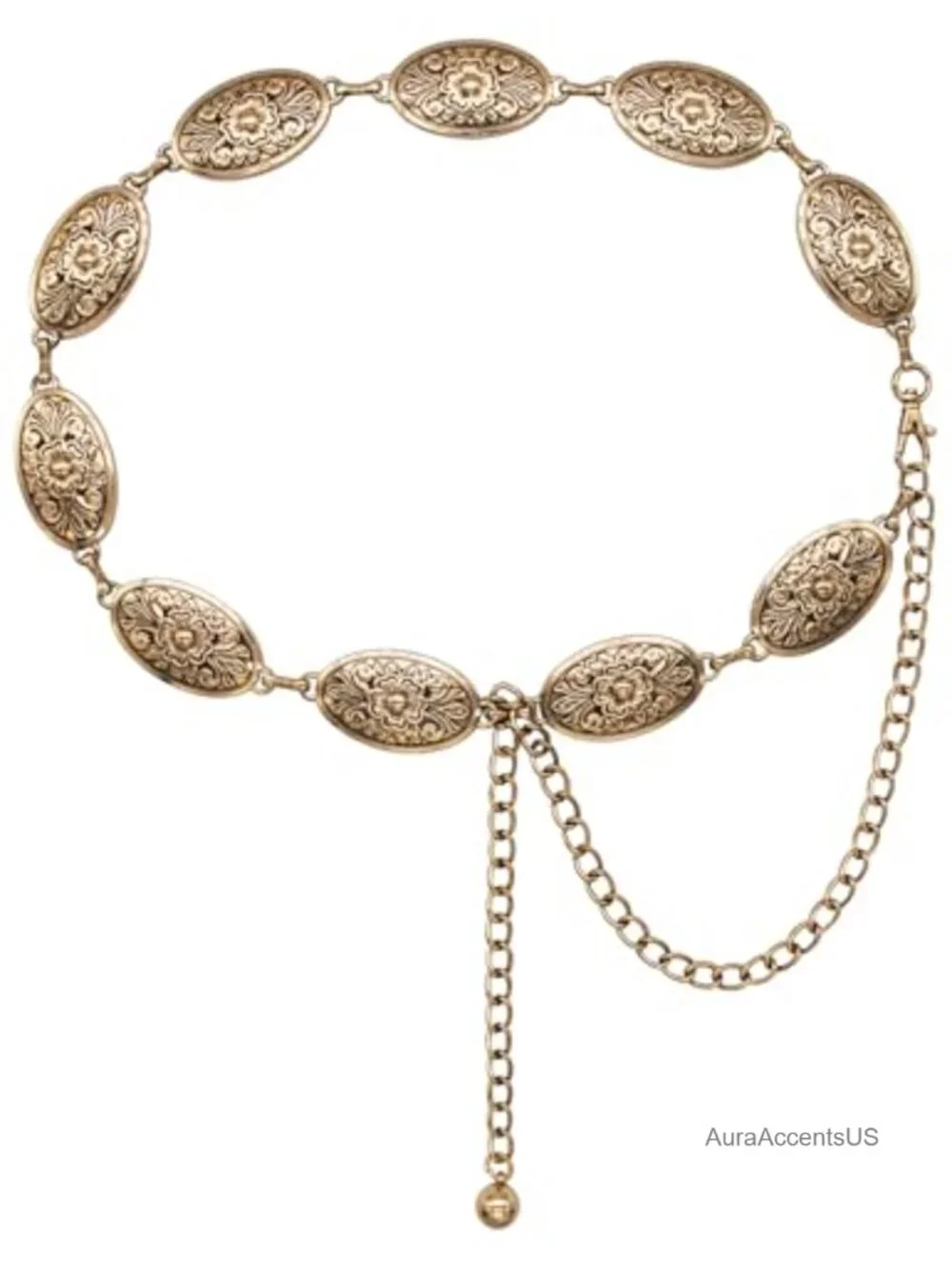 Western Metal Concho Belt for Women Cowgirl Chain Belt
